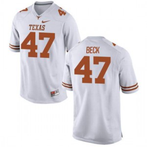 Men Longhorns #47 Andrew Beck White Authentic Stitched Jersey 355257-465