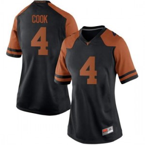 Women Texas Longhorns #4 Anthony Cook Black Game College Jerseys 109798-229