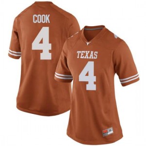 Women's Texas Longhorns #4 Anthony Cook Orange Replica Embroidery Jersey 259094-990