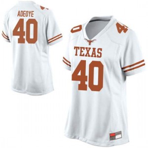 Womens Longhorns #40 Ayodele Adeoye White Game Embroidery Jersey 162236-457