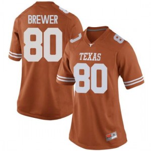 Womens University of Texas #80 Cade Brewer Orange Replica Player Jerseys 125306-715