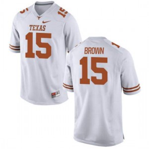 Youth Longhorns #15 Chris Brown White Authentic Stitch Jerseys 233033-240