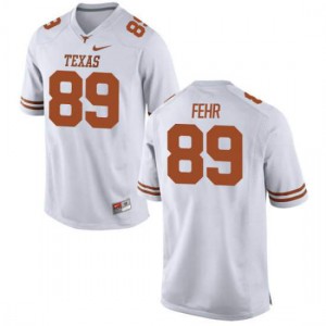 Womens Longhorns #89 Chris Fehr White Authentic Embroidery Jersey 548840-642