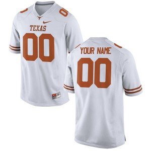 Men Longhorns #00 Custom White Authentic Embroidery Jersey 190870-813