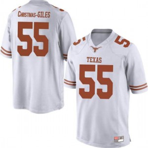 Men University of Texas #55 D'Andre Christmas-Giles White Replica Stitched Jersey 898087-651