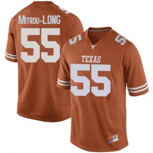 Men's Texas Longhorns #55 Elijah Mitrou-Long Orange Replica Stitch Jersey 237253-642