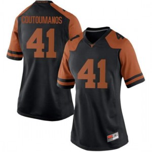 Womens Longhorns #41 Hank Coutoumanos Black Game Stitched Jersey 461297-865