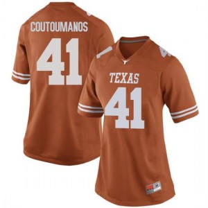 Women University of Texas #41 Hank Coutoumanos Orange Replica Stitched Jerseys 936764-786