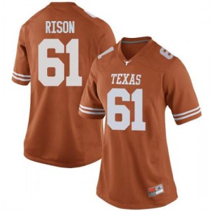 Women Texas Longhorns #61 Ishan Rison Orange Replica Stitch Jerseys 776483-519