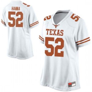 Women's University of Texas #52 Jackson Hanna White Replica Stitched Jerseys 570795-893