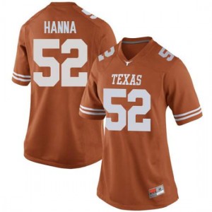 Women University of Texas #52 Jackson Hanna Orange Replica Stitched Jersey 261452-427