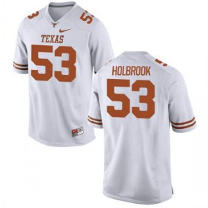Youth Longhorns #53 Jak Holbrook White Replica Embroidery Jersey 752740-418