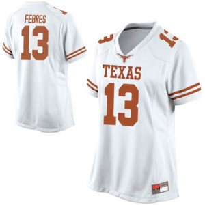 Women's University of Texas #13 Jase Febres White Game Embroidery Jerseys 238256-357