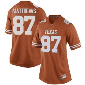 Women's University of Texas #87 Joshua Matthews Orange Replica Football Jersey 904338-305