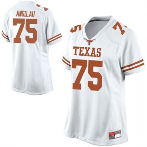 Womens University of Texas #75 Junior Angilau White Game Embroidery Jersey 202610-557