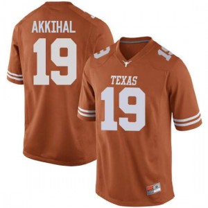 Men University of Texas #19 Kartik Akkihal Orange Replica Stitched Jersey 413781-403