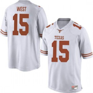 Men University of Texas #15 Travis West White Game Stitch Jersey 264390-698
