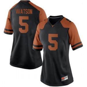 Womens Texas Longhorns #5 Tre Watson Black Game Embroidery Jersey 153974-721